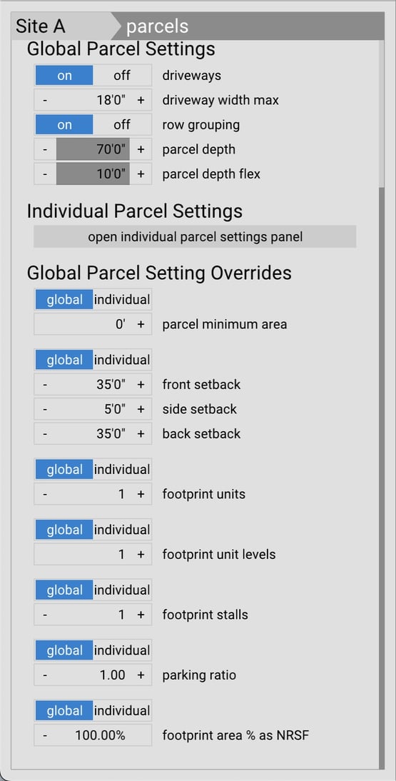 global parcel settings