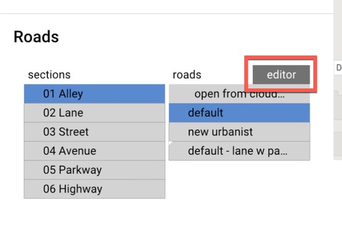 roads editor new ui