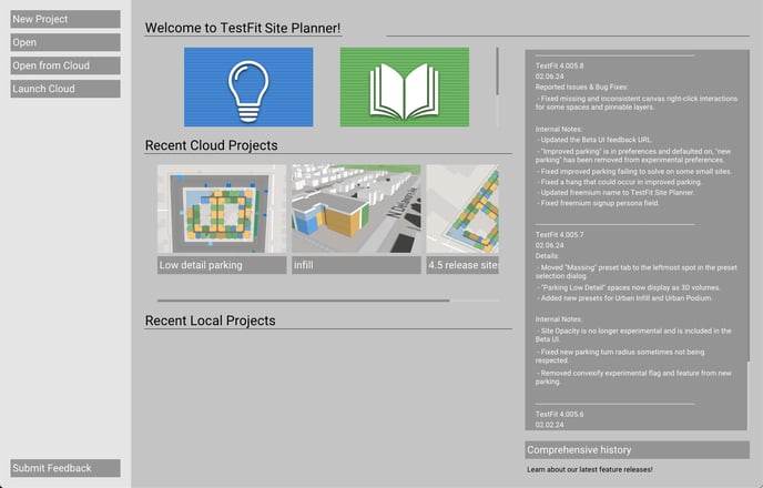site planner home screen